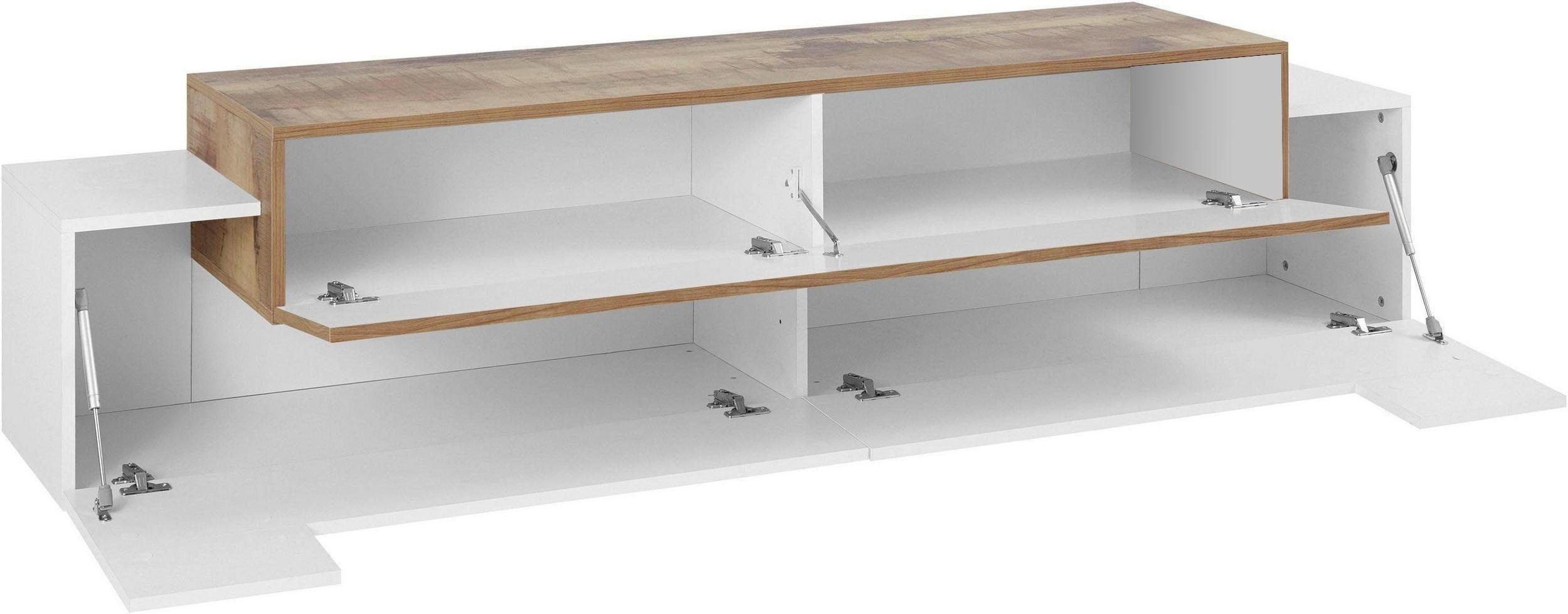 Home affaire Lowboard Coro,Lowboard,TV-Kommode,TV-Möbel,TV-Bank, mit 3 Klappen davon 2 mit Push-to-Open Funktion Breite 200 cm
