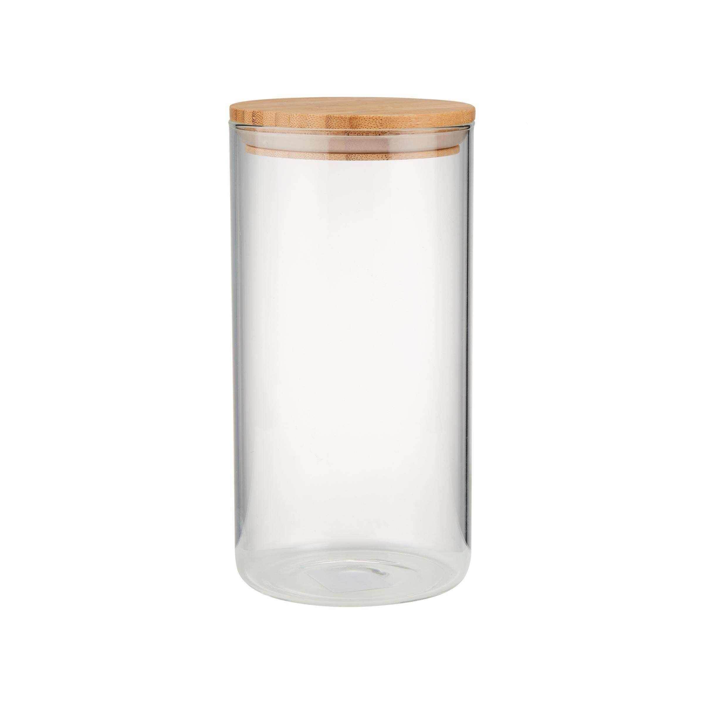 BUTLERS 4-tlg., Vorratsglas-Set Bambus, WOODLOCK Borosilikatglas, Silikon Vorratsglas