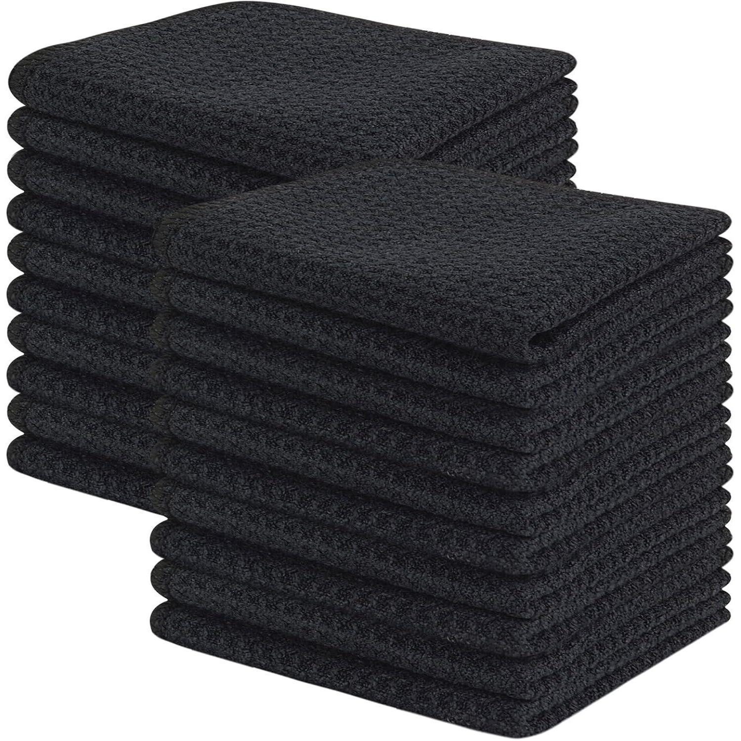LuxusKollektion Spültuch Spüllappen Mikrofasertuch Waffeltuch Schwarz 20 Stück 20×20cm Mikrofasertuch