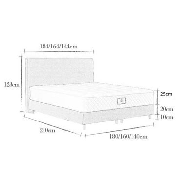 V6 Boxspringbett Boxspringbett 208 mit Taschenfederkernmatratze 25 cm Hoch