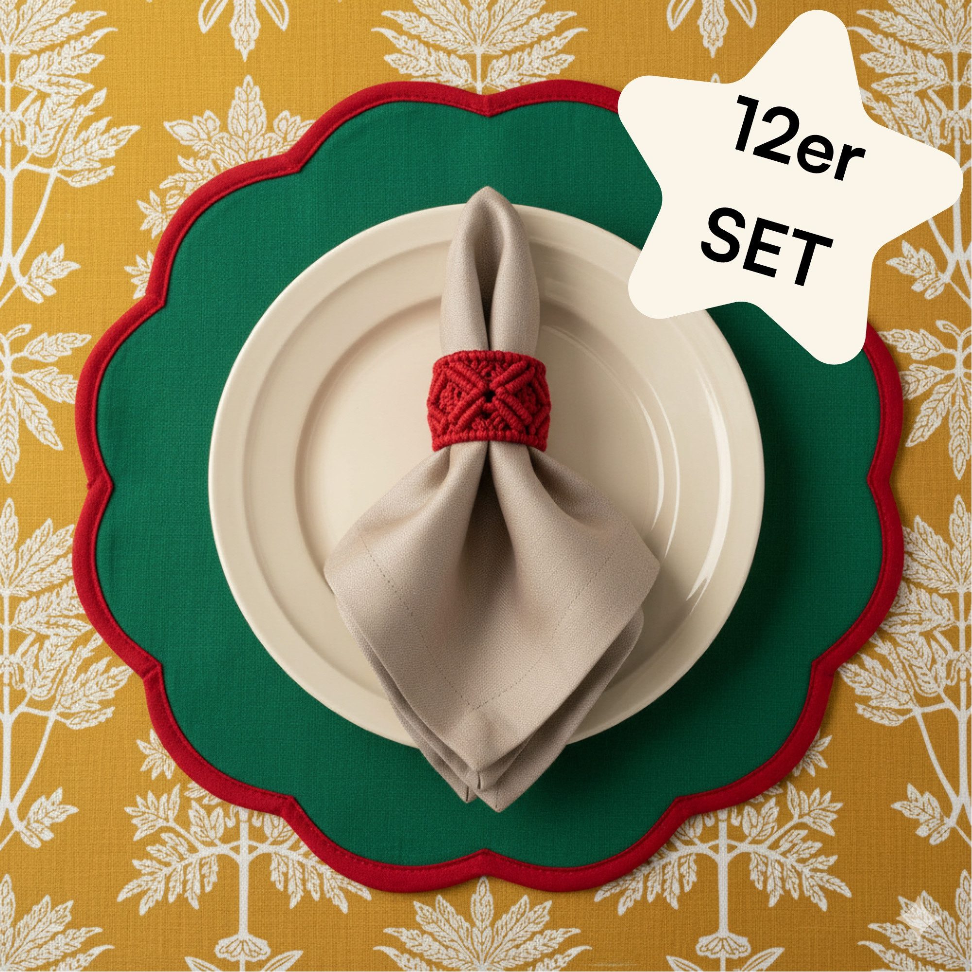 Seralino Stoffserviette 100% Bio-Baumwolle, (Set, 12 St., Wiederverwendbar), 40x40 cm & 45x45 cm