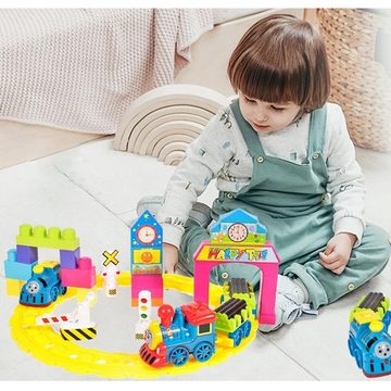 MalPlay Spielzeug-Zug TRAIN ZUG LOK LOKOMOTIVE BAUSTEINE SCHINEN BAHN SPIELZEUG, (Anzahl der Elemente: 24, SPIELZEUG), für Kinder ab 3 Jahren