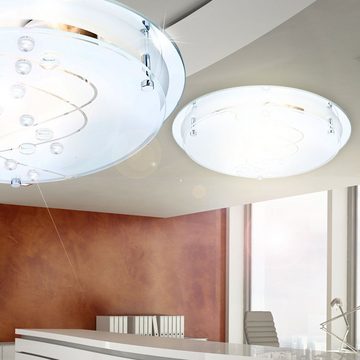 etc-shop LED Deckenleuchte, Leuchtmittel inklusive, Warmweiß, Farbwechsel, Decken Leuchte Glas Lampe satintiert Fernbedienung