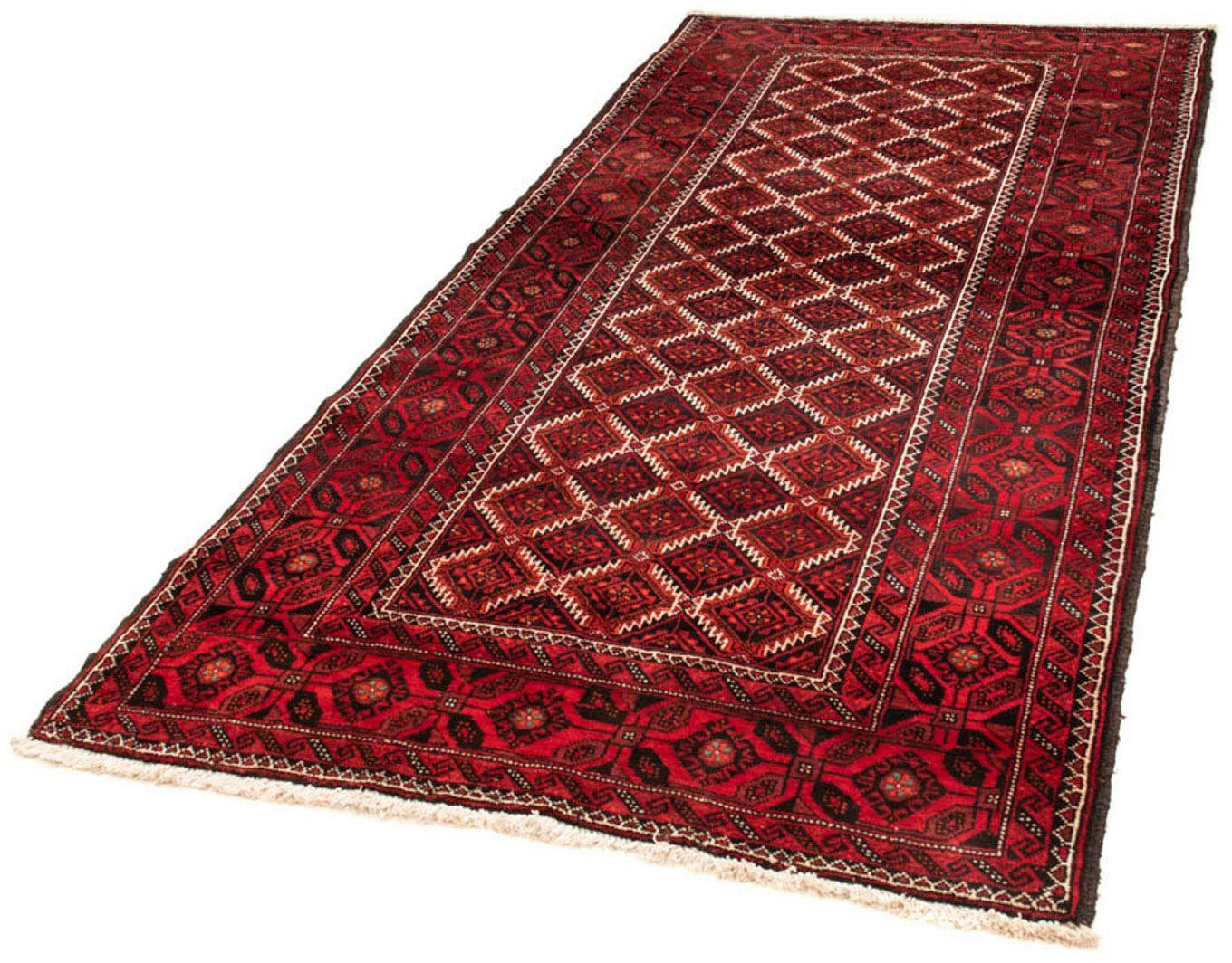 Hochflor-Läufer Belutsch Durchgemustert Rosso scuro 248 x 117 cm, morgenland, rechteckig, Höhe: 8 mm, Handgeknüpft