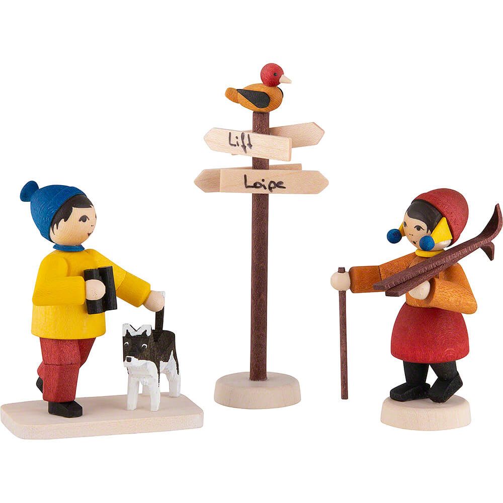 ULMIK Dekofigur Winterkinder Winterwanderkinder 3-teilig gebeizt (7cm) von ULMIK