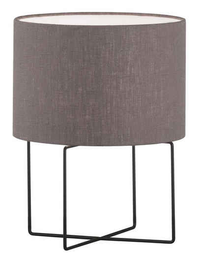 FISCHER & HONSEL Tischleuchte JAVA, 1-flammig, Grau, Schwarz, Metall, H 32 cm, ohne Leuchtmittel, Lampenschirm aus Stoff