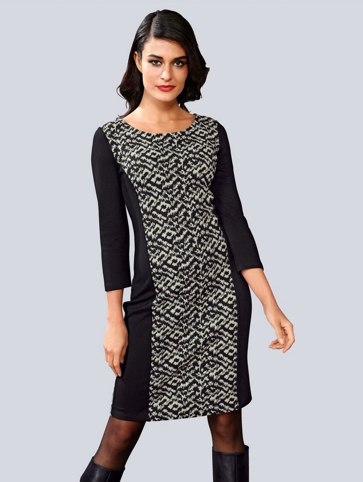 Alba Moda Kleid in strukturierter Sweatqualität in schwarz