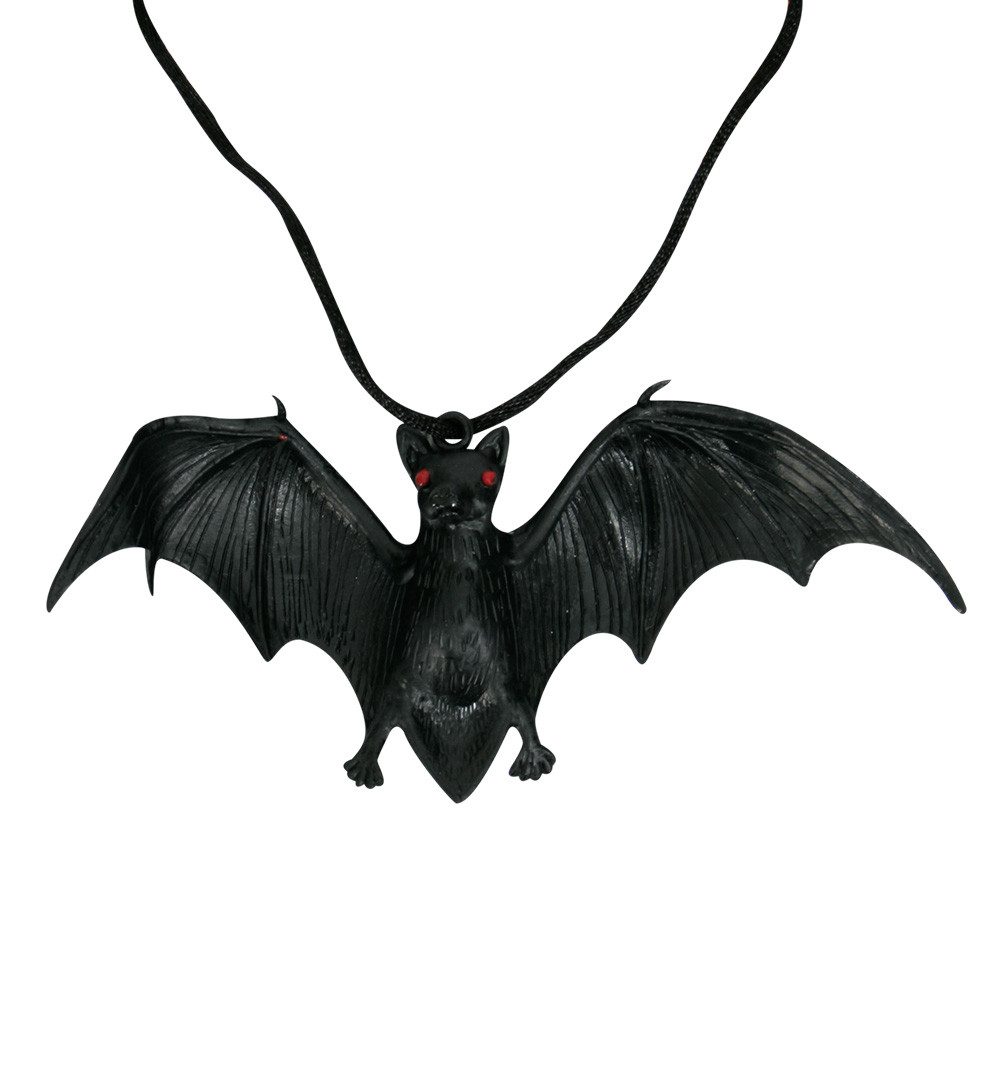 Kette mit Anhänger Fledermauskette Fledermaus Halskette Schwarz Halloween Karneval