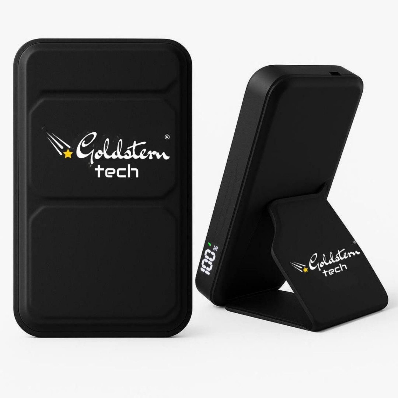 Goldstern-Tech MagStand 10K Powerbank Schnelladefunktion, MagSafe Externes Ladegerät 15W 10000 mAh, magnetischem Wireless Charging, LED-Anzeige, Klappständer & USB-C