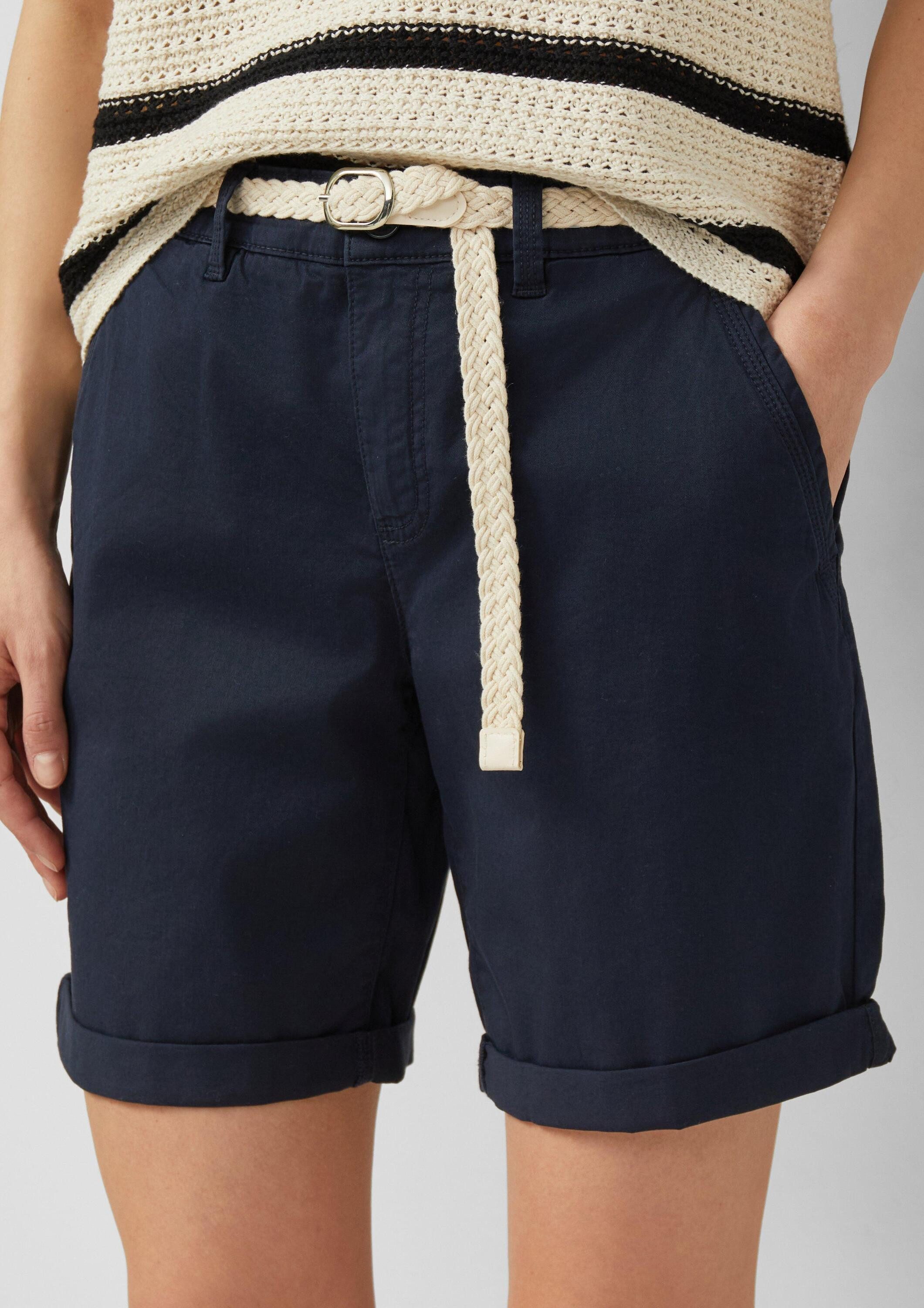 s.Oliver Shorts Hose Shorts mit geflochtenem Gürtel und Garment Dye – Bild 4 von 5
