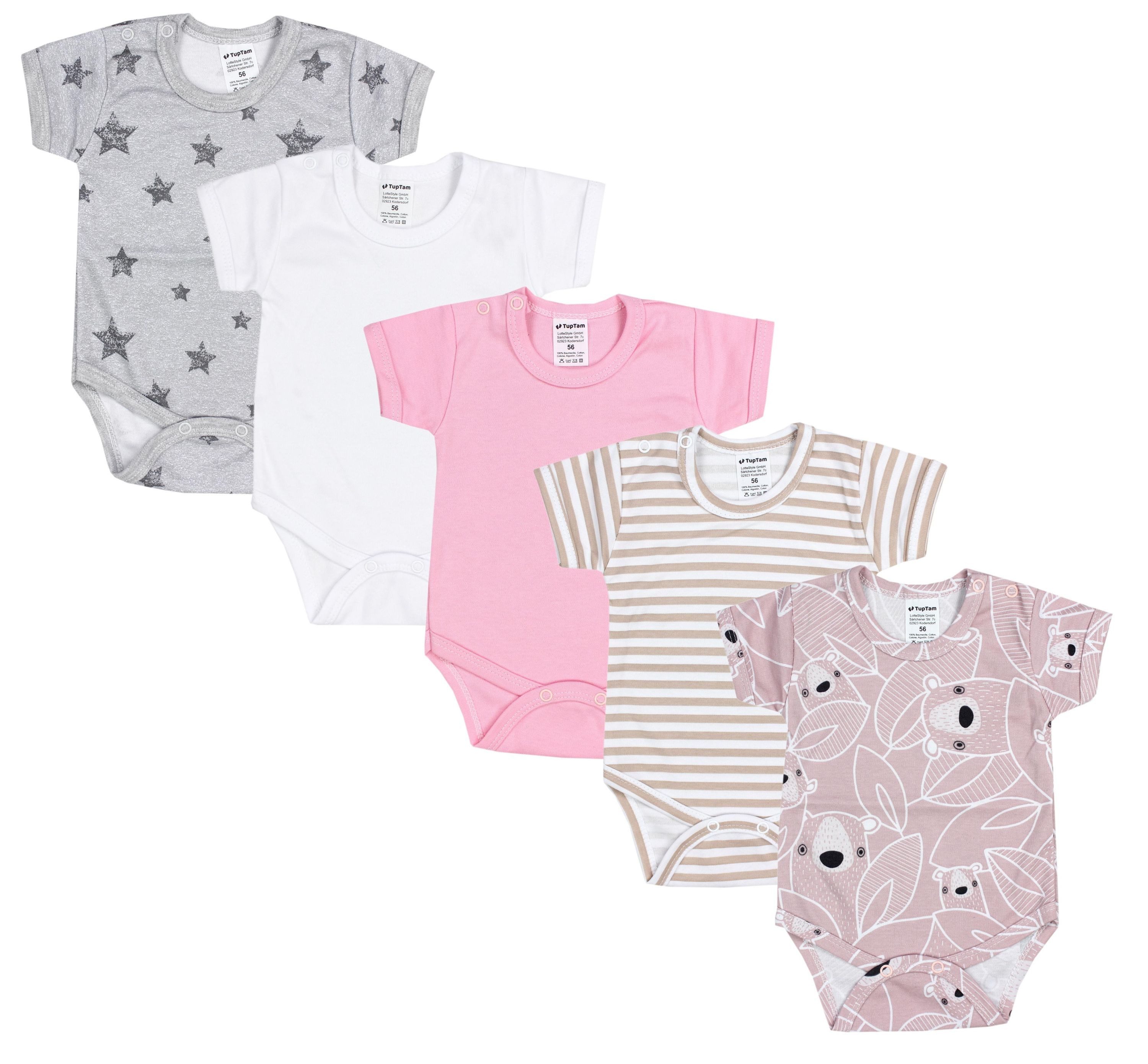 TupTam Kurzarmbody TupTam Mädchen Baby Body Kurzarm in Unifarben - 5er Pack