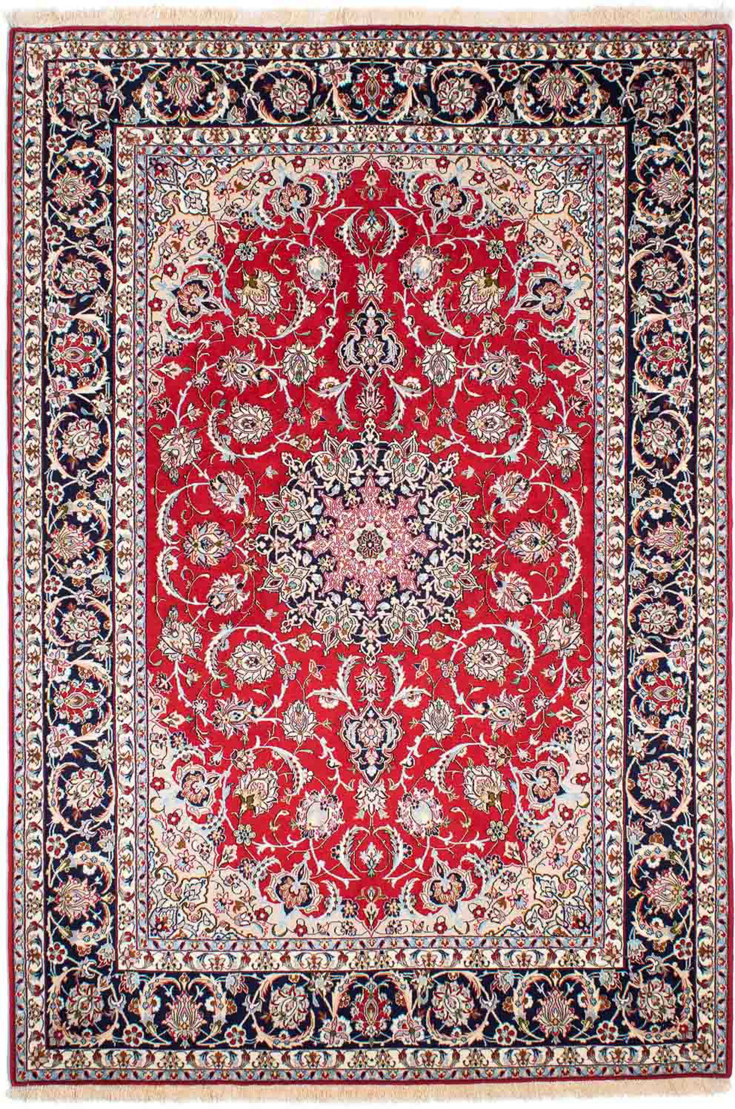 Orientteppich Perser - Höhe: Zertifikat - rot, morgenland, rechteckig, - Wohnzimmer, 6 x Isfahan Einzelstück Handgeknüpft, 233 Premium mm, 159 mit cm 