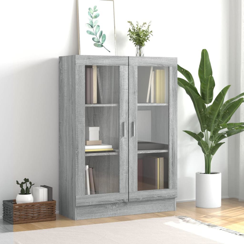 vidaXL Vitrine Vitrine Regal Highboard Vitrinenschrank Grau Sonoma 82,5x30, günstig online kaufen