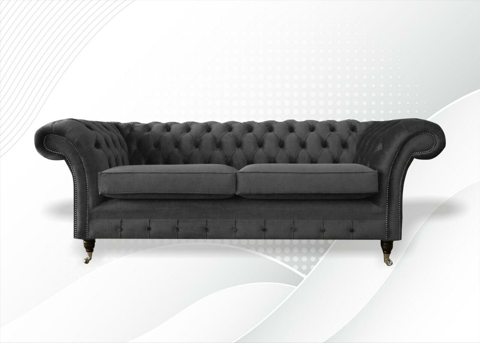 Couch in luxus JVmoebel Chesterfield Polster 3-er Dreisitzer Europe Graue Made Chesterfield-Sofa Neu,