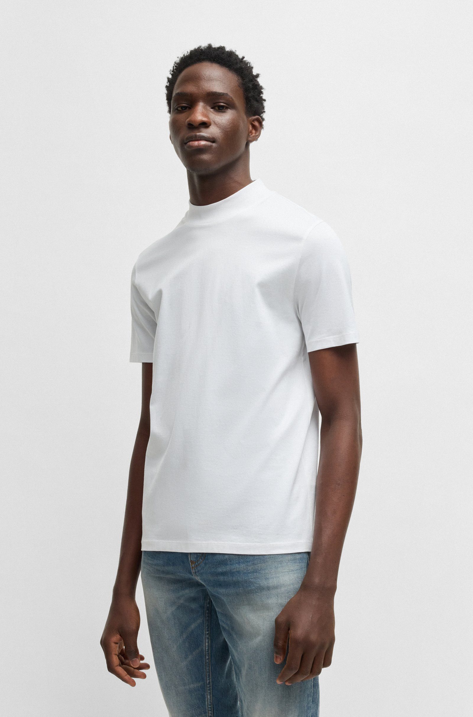 HUGO T-Shirt Dimersom mit Stehkragen (1-tlg) günstig online kaufen