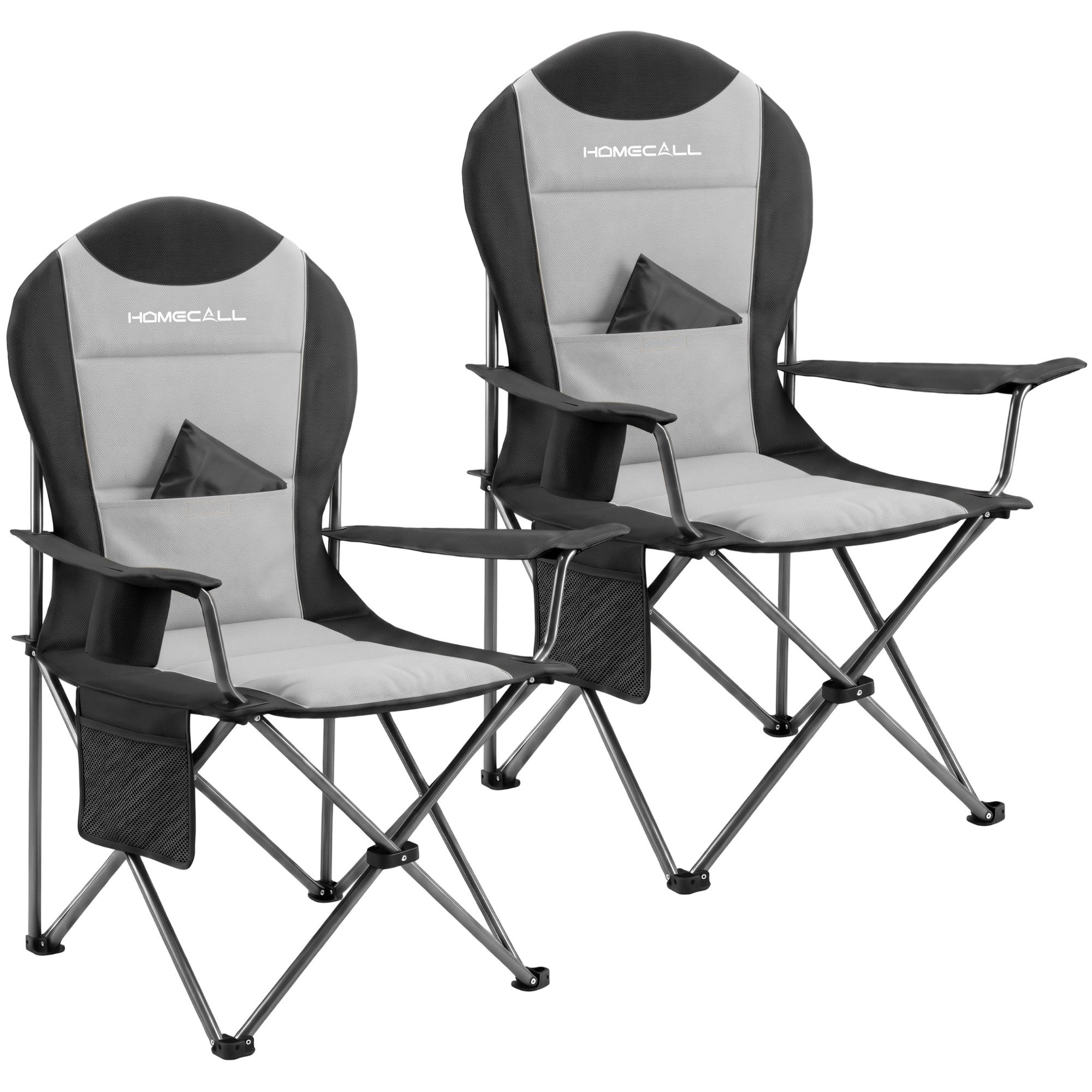 HOMECALL Campingstuhl Hochlehner 110cm mit Lendenwirbelstütze Klappstuhl Angelstuhl Faltbar (Bis 150kg, gepolstert, faltbar, stabil, 2 St), für Camp Garten Balkon
