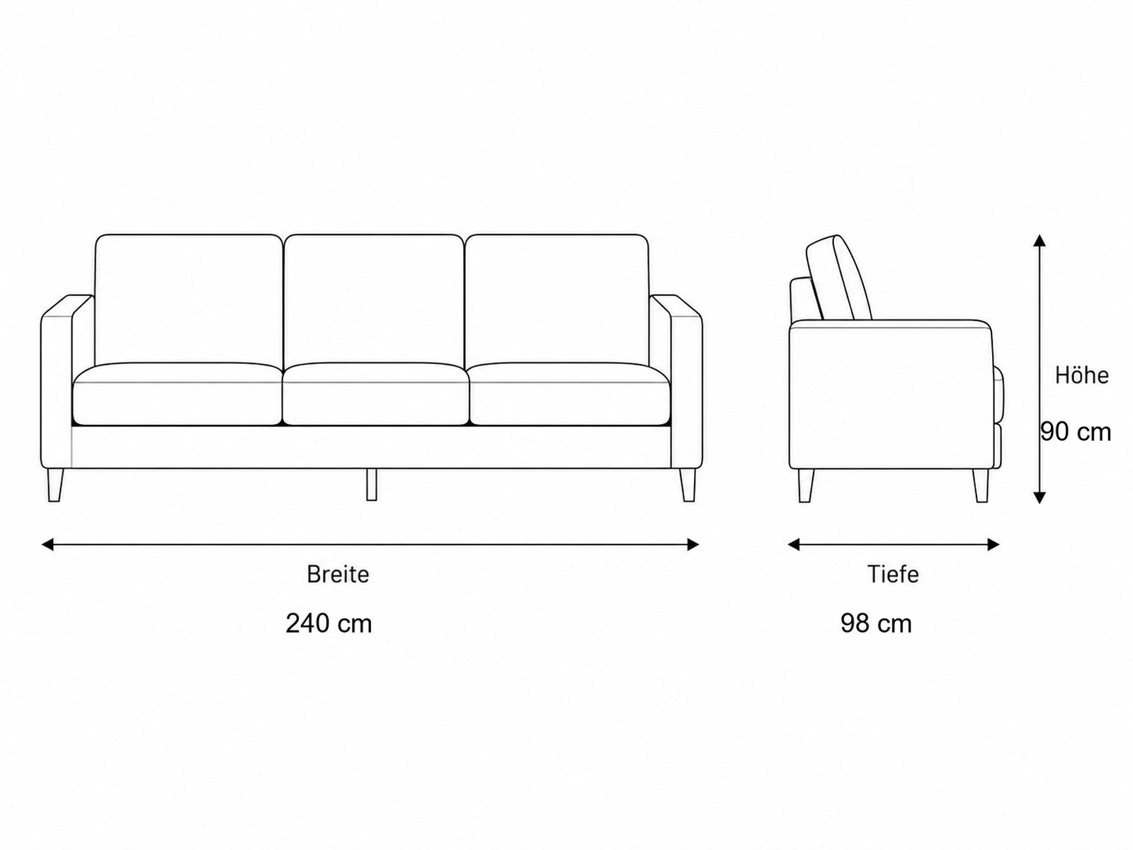 Villa Möbel Sofa Pasadena, 1 Einzelsofa 1 Teile, Beige 3er Sofa Schlaffunktion durch aufklappbare Sitzfläche