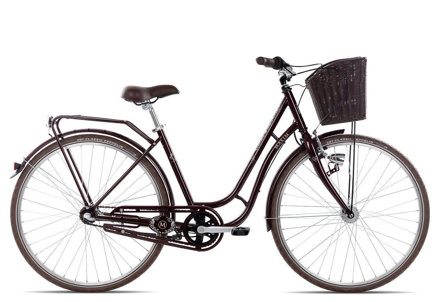 Maxim Cityrad Style Carry Wave, 3 Gang Shimano Nexus 3 Rücktritt Schaltwerk, Nabenschaltung Rücktritt, Damenrad Citybike Tiefeinstieg violett/rosa