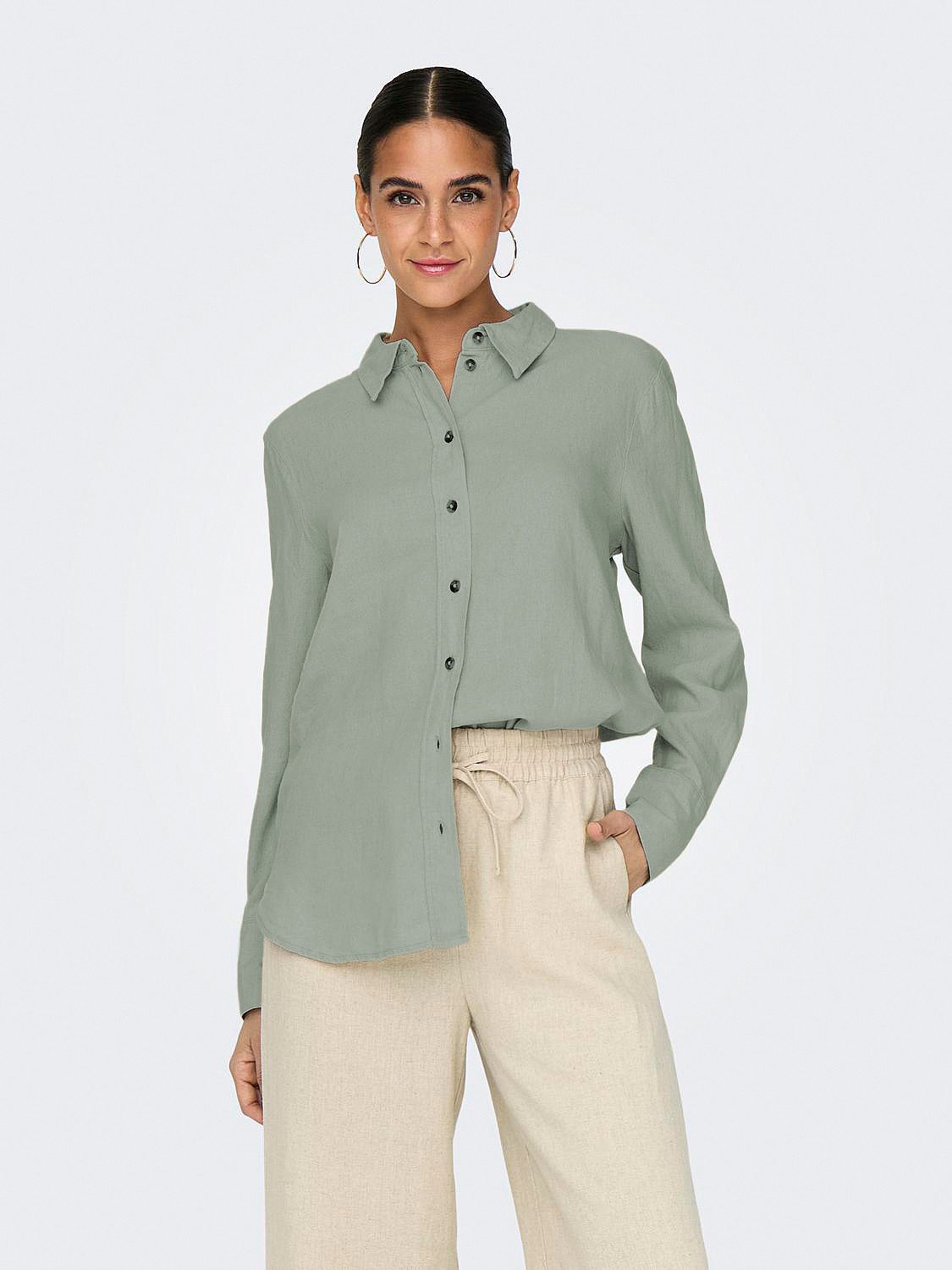 JACQUELINE de YONG Blusenshirt Hemd Locker geschnittene Bluse Hemdkragen 7592 in Mint