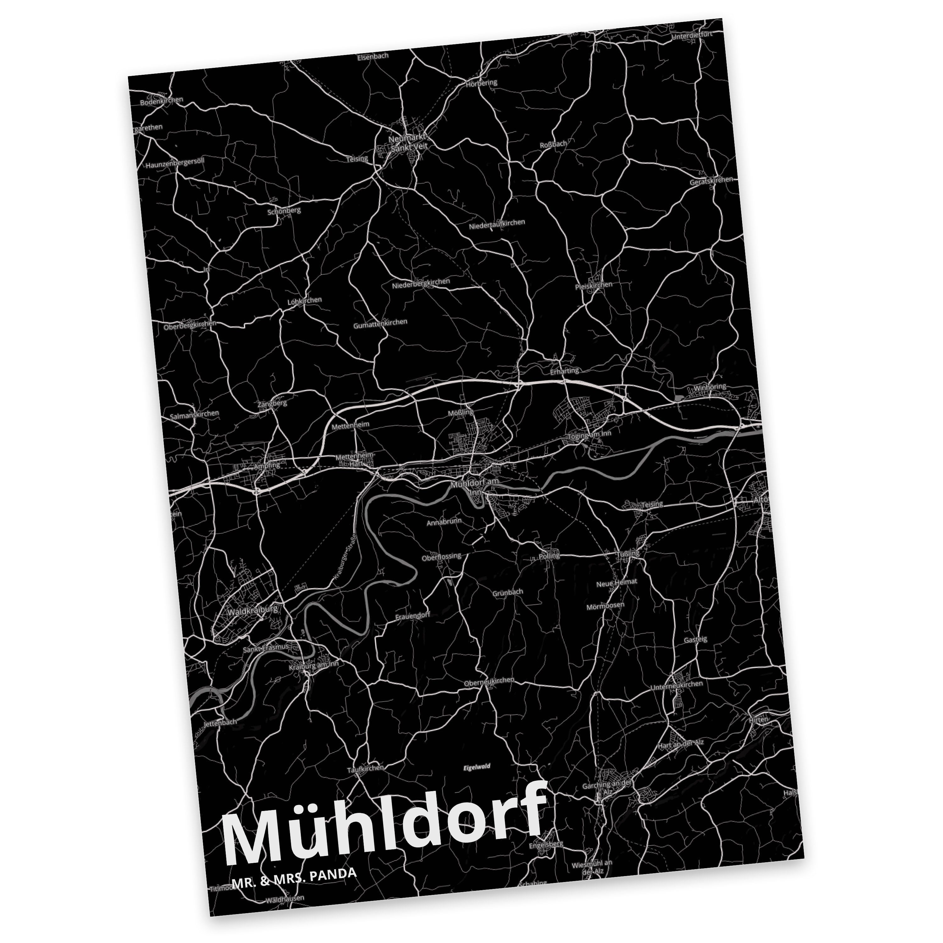 Mr. & Mrs. Panda Postkarte Mühldorf - Geschenk, Einladung, Städte, Grußkarte, Stadt, Einladungsk