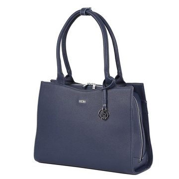 SOCHA Laptoptasche Navy Blue Midi 14 Zoll, elegante Krokotasche für Damen - Vollausstattung - Aktentasche