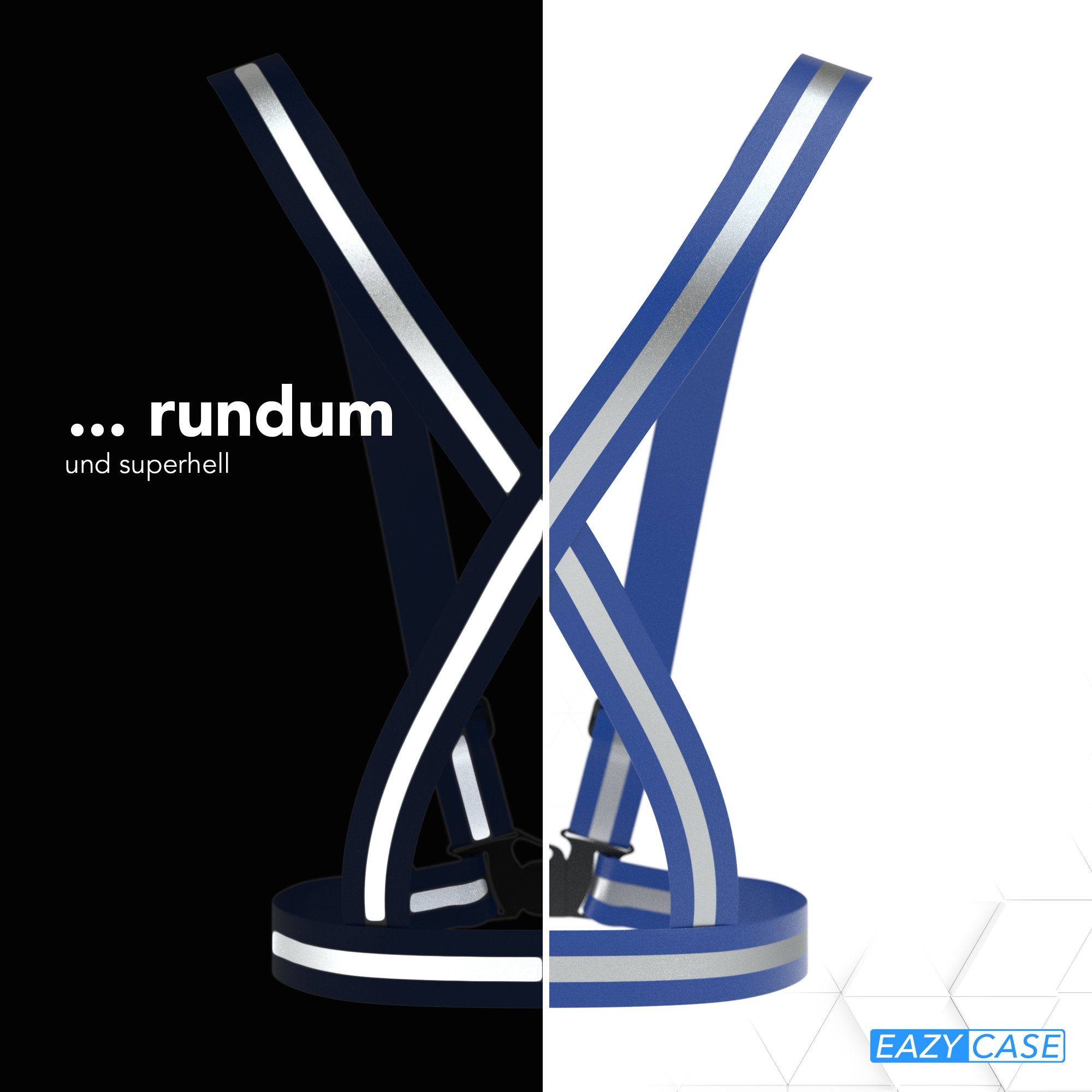 EAZY CASE Warnweste Universal Warnweste mit Schnalle Uni Reflektorweste Joggen flexibel reflektierend Mann Leuchtweste Blau