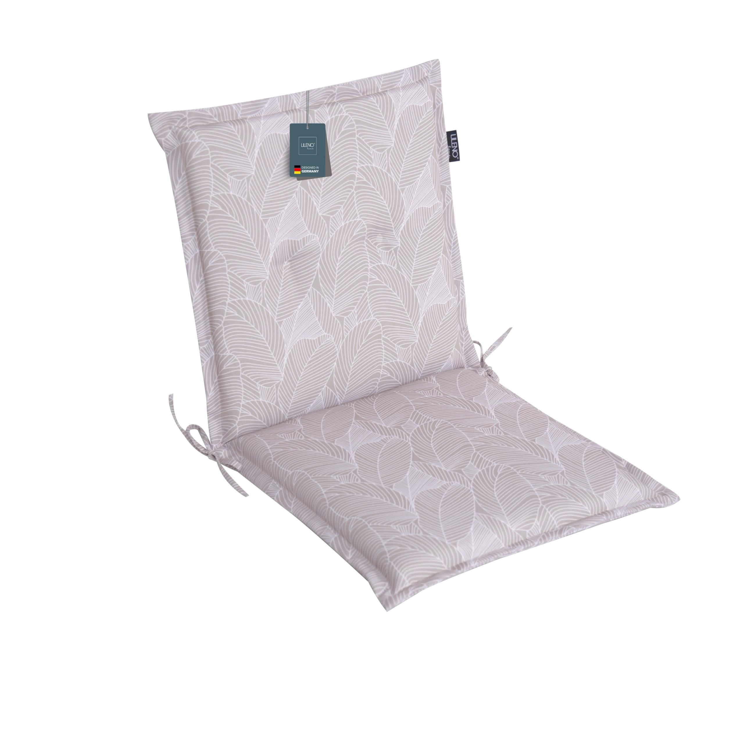 LILENO HOME Polsterauflage Niedriglehner, bequeme Sitzauflage für Gartenstühle, Stuhlkissen, (1 St., 1er Set), Gartenstuhl Auflage Blätter Grau, Sitzpolster waschbar