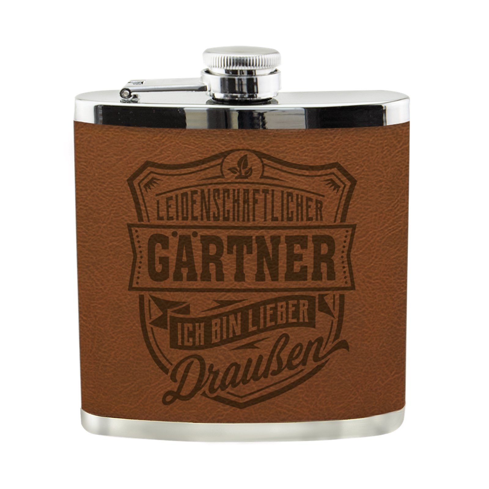 HTI-Living Flachmann Echter Kerl Flachmann Gärtner, Männer Trinkflasche mit Kunstleder