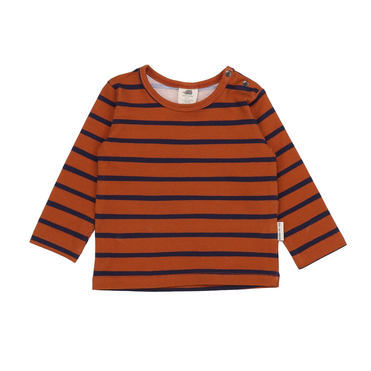 Langarmshirt Walkiddy Brown Lines aus Bio Baumwolle