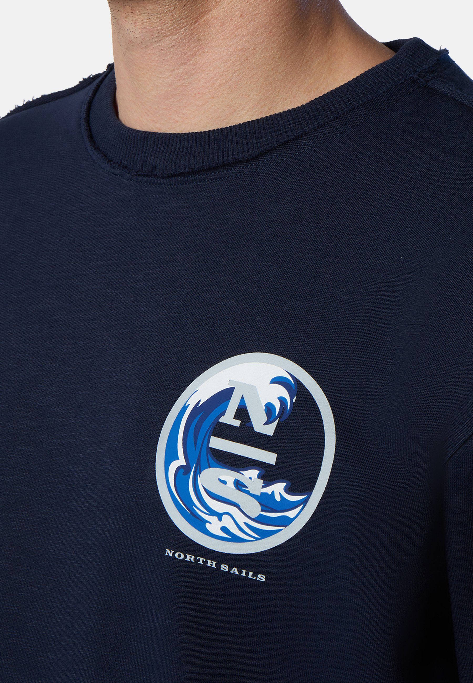 Sweatshirt Grafik-Print Fleecepullover mit BLUE North Sails