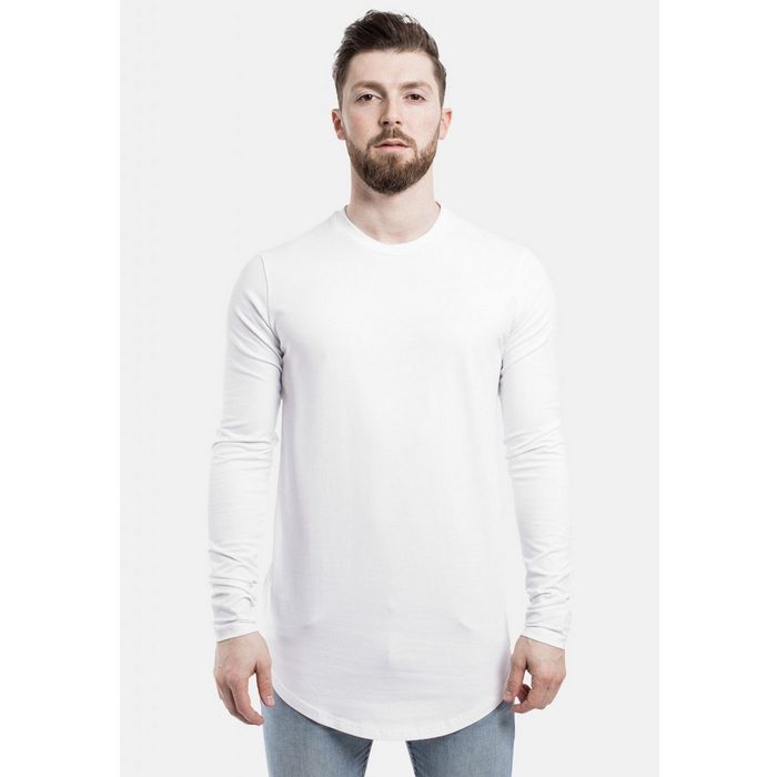 Blackskies T-Shirt Side Zip Langarm Longshirt T-Shirt Weiß X-Large