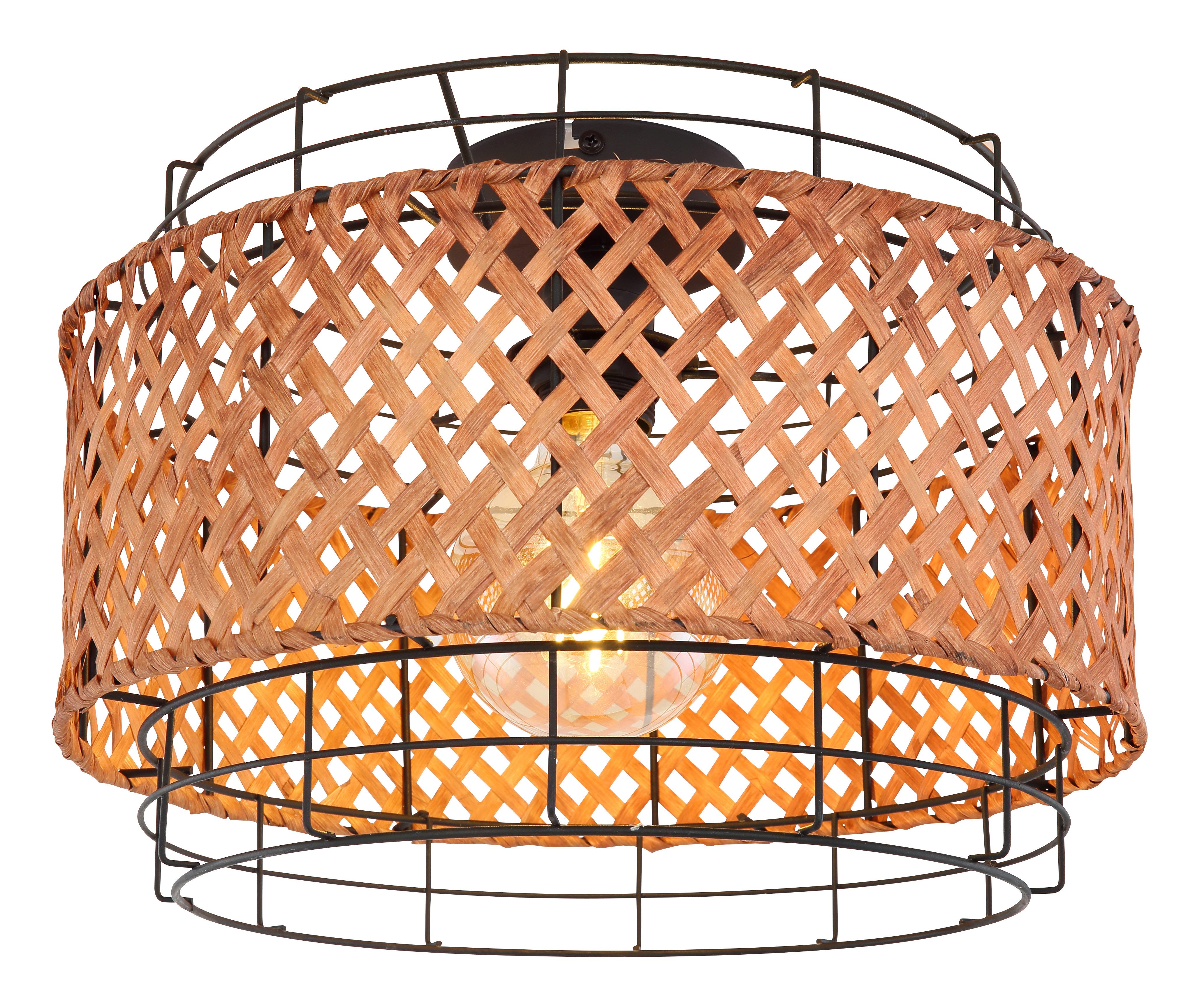 GLOBO LIGHTING Deckenleuchte GINA, ohne Leuchtmittel, Deckenlampe/Bambus/Geflecht/vintage/Wohnbereich