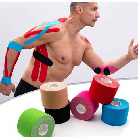 Axion Kinesiologie-Tape Kinesio-Tapes selbstklebend - Wasserfeste Tapes in 6 Farben (Set, 6-St) Physiotape, Sporttape Bandage, unterstützt Ihre Physiotherapie