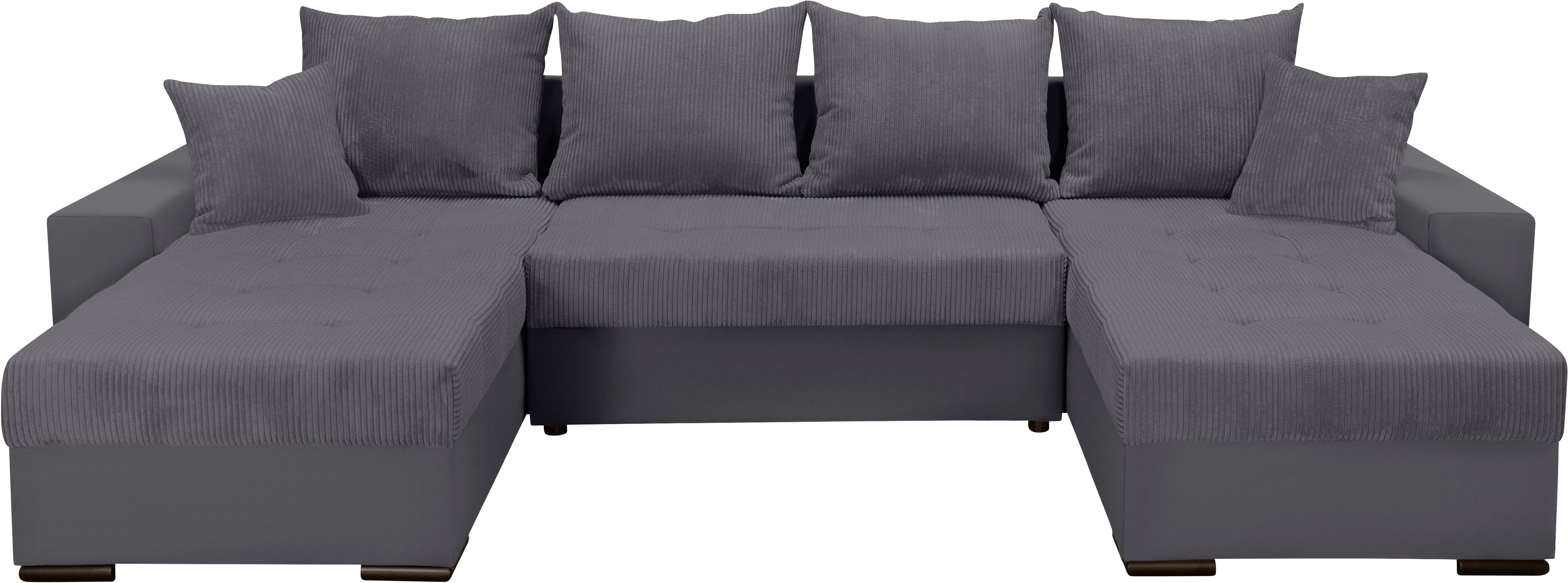 COLLECTION AB Wohnlandschaft Josy XL U-Form, B: 313 cm in Cord, Cord-Mix, mit Bettfunktion, Bettkasten & 2 Zierkissen, Federkern