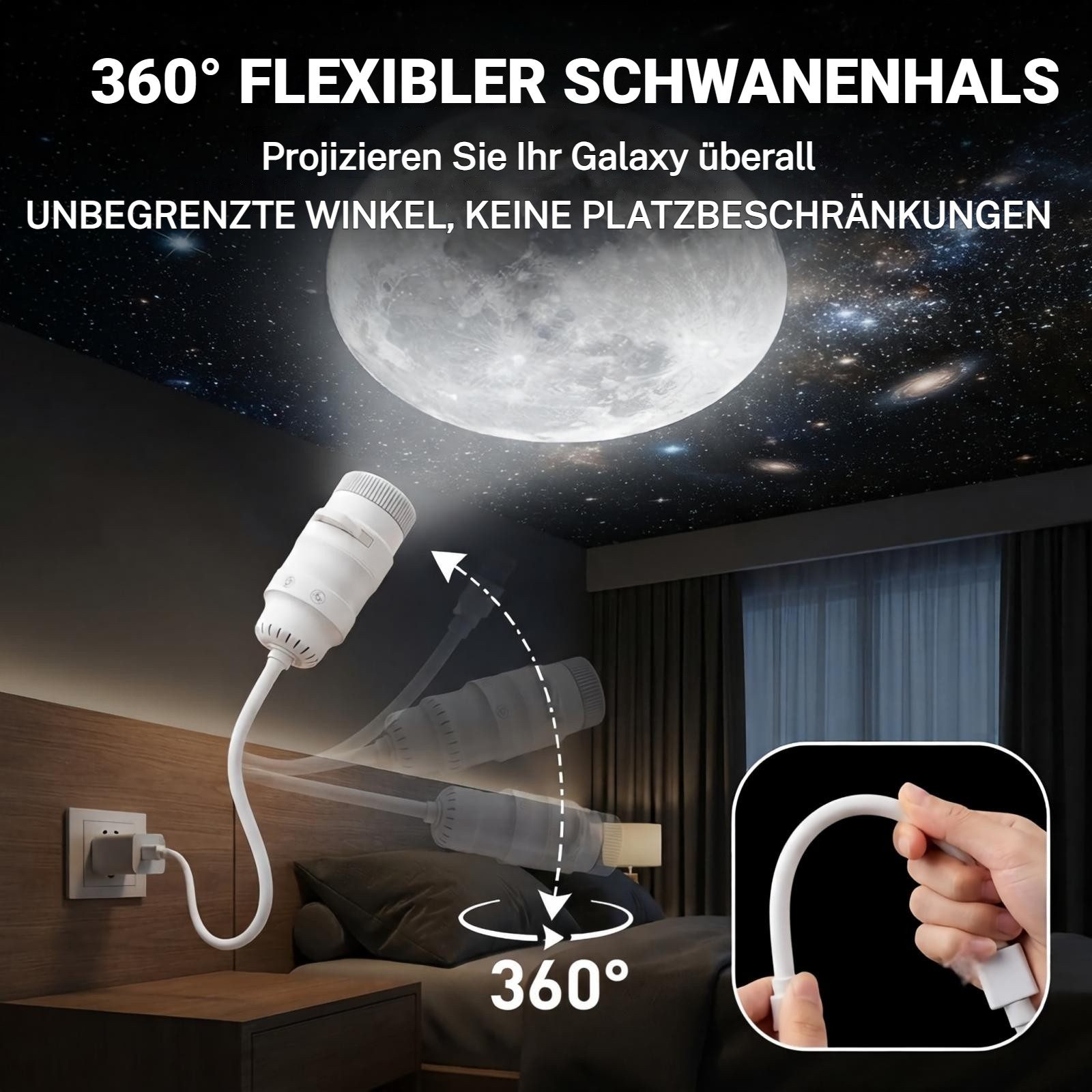 VIVIHEYDAY LED Nachtlicht 2 in-1 Galaxy Projector Night Light, Sternenhimmel Projektor für Auto, Schlafzimmerdekoration & Kinderzimmer, 360° Drehung, USB-Stromversorgung