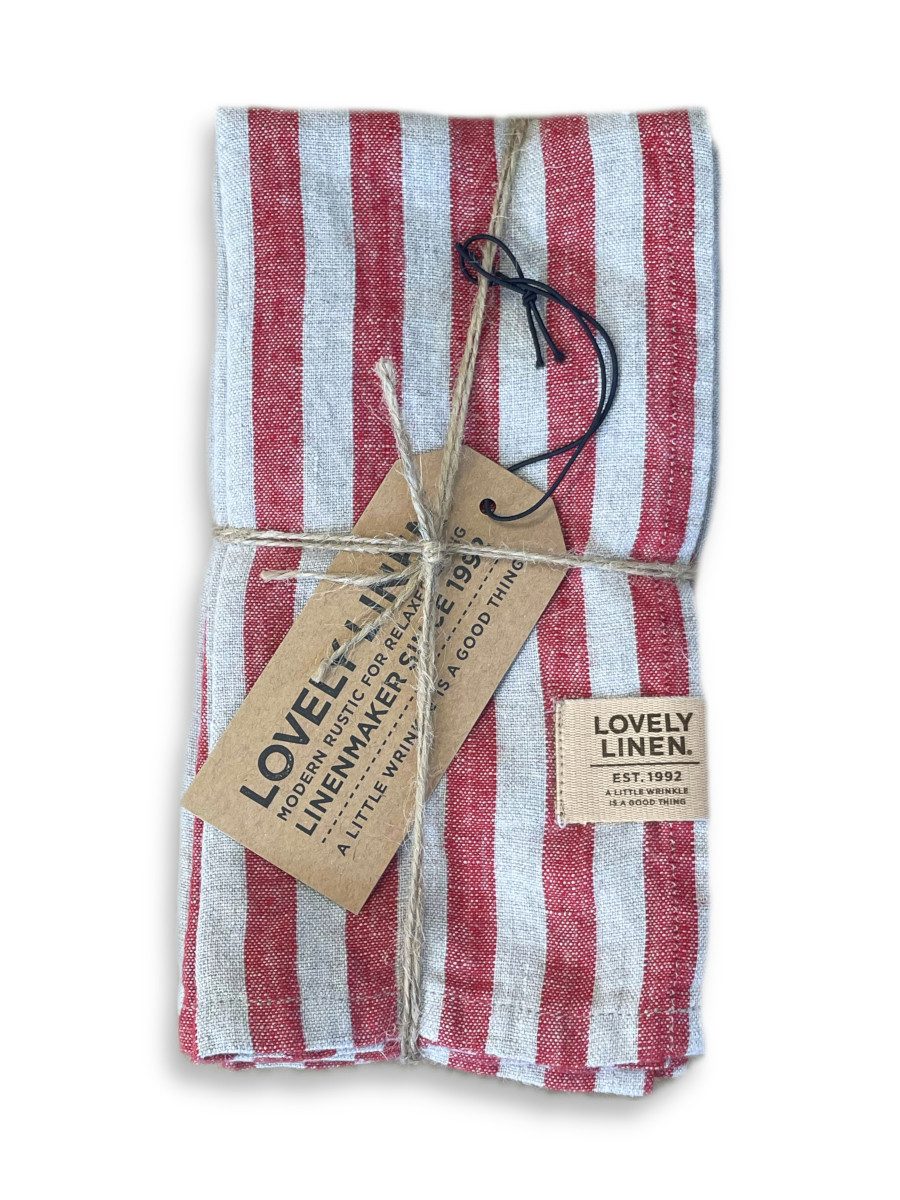 Lovely Linen Stoffserviette Linen Misty Serviette Leinen edge real red 45x45cm (1 Stück)