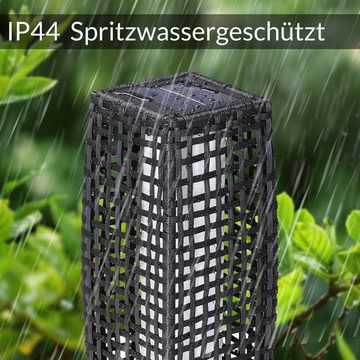 monzana LED Solarleuchte, 50 cm, LED, Warmweiß, 50cm Polyrattan LED Warmweiß Solar Wasserfest Außen Garten Balkon