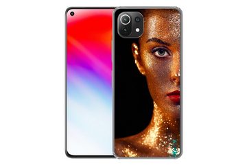 MuchoWow Handyhülle Make-up - Gold - Frau - Luxus - Glitzer - Kunst, Phone Case, Handyhülle Xiaomi Mi 11 Lite, Silikon, Schutzhülle