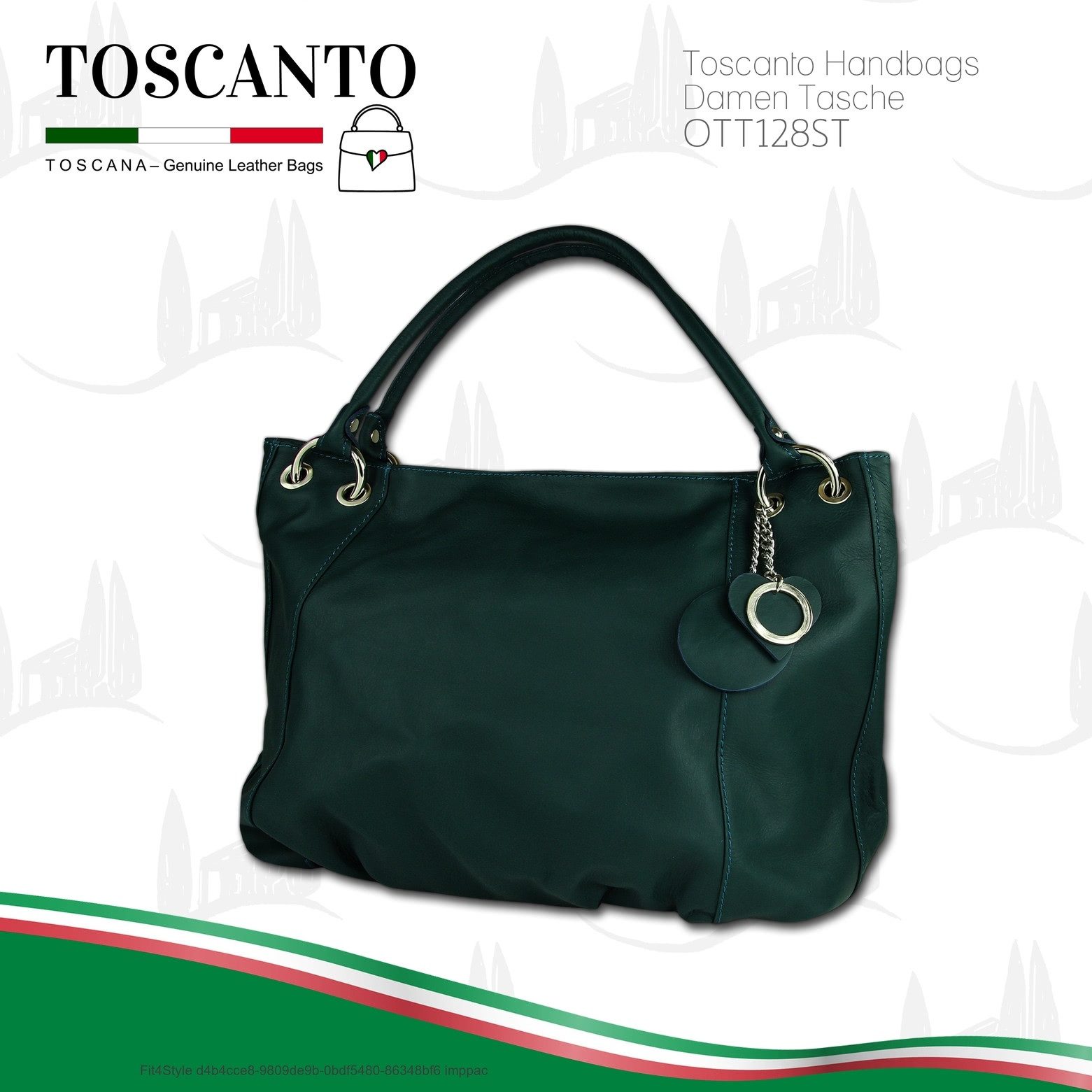 Toscanto Schultertasche Toscanto Damen Schultertasche (Schultertasche), Damen Leder Schultertasche, Henkeltasche, türkis ca. 42cm