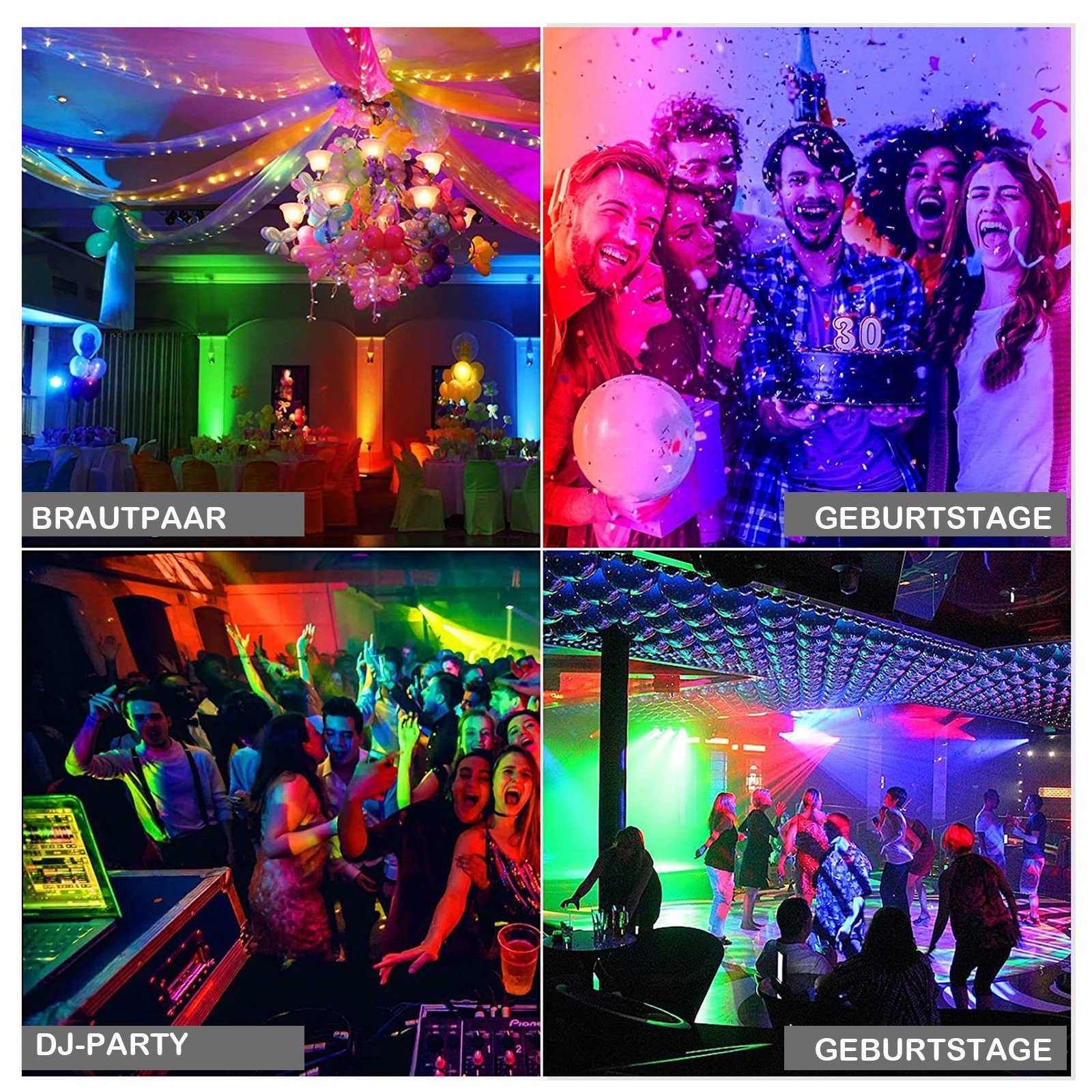 Sunicol LED-Sternenhimmel RGB Bühnenlicht mit und 7 DMX Fernbedienung Partylicht Lichtmodi DJ Beleuchtungen 18 DJ Projektor, Party Licht Club LEDs, Strahler