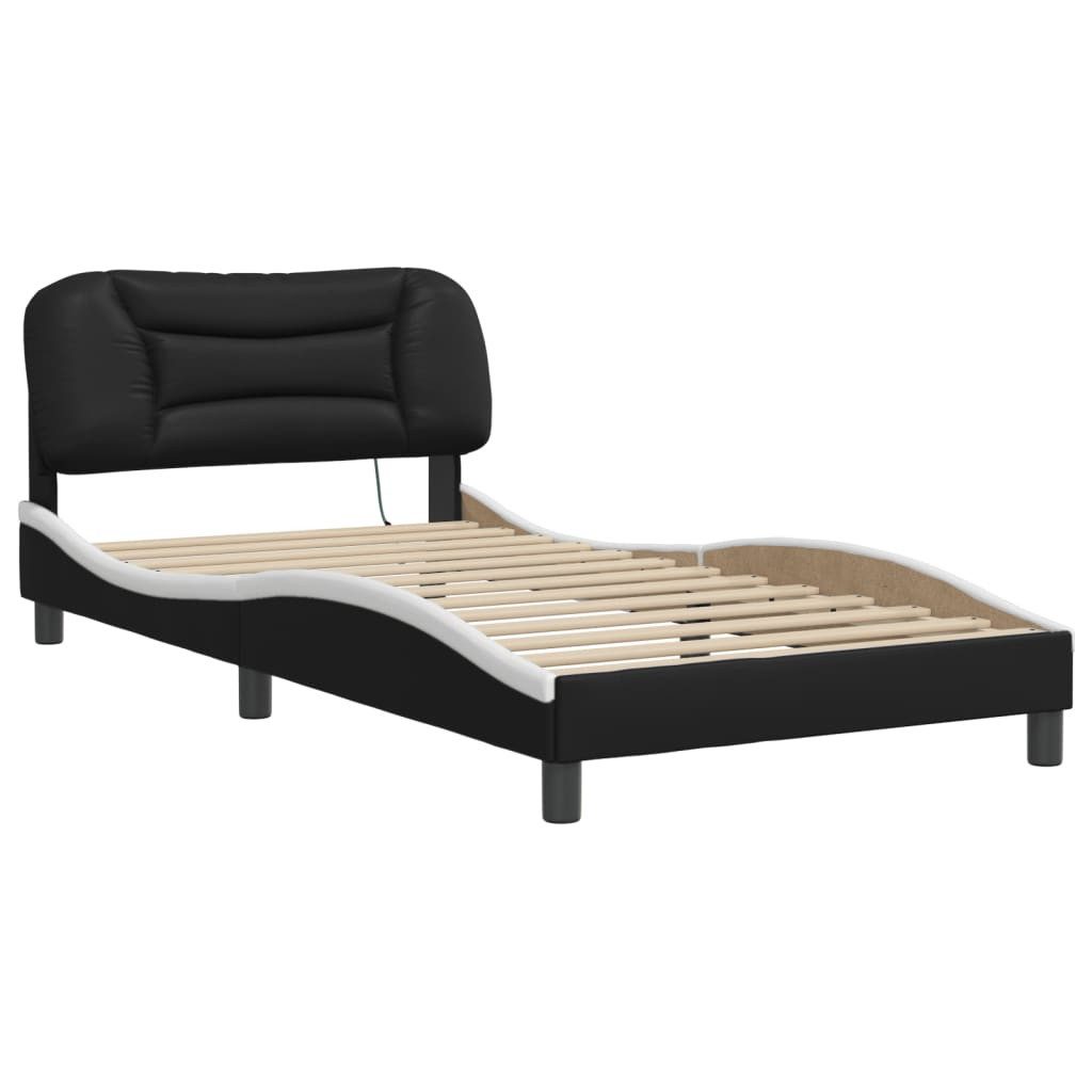 vidaXL Bett Bettgestell mit LED Schwarz günstig online kaufen
