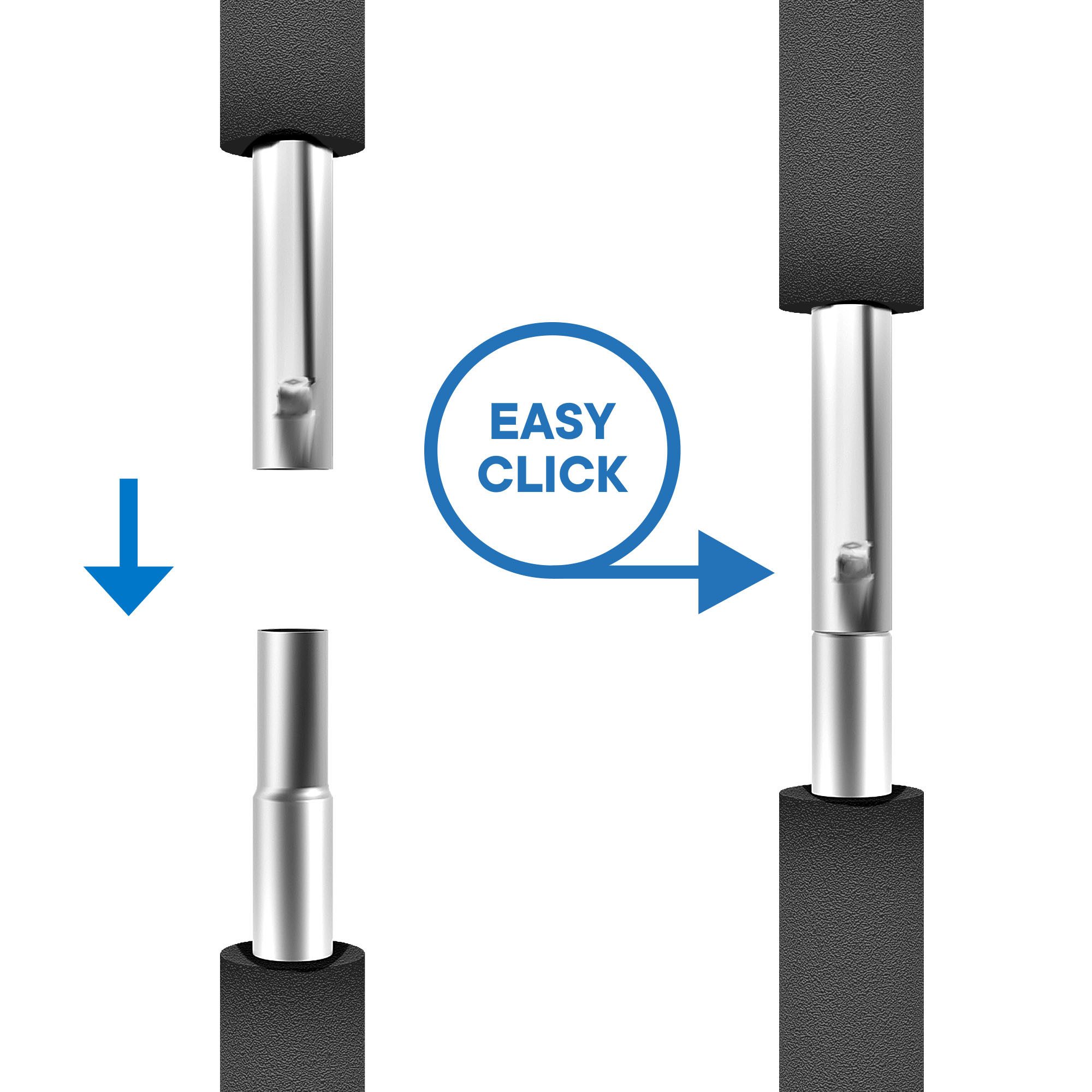 Kinetic Sports Trampolinnetz, 6 Stück Ø 25 mm, Netzpfosten inkl. Schaumstoff und Abdeckkappen