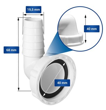 VIOKS Schlauchadapter Winkelverschraubung mit Dichtung, für 1 1/4 Zoll Siphon Waschmaschine Spülmaschine