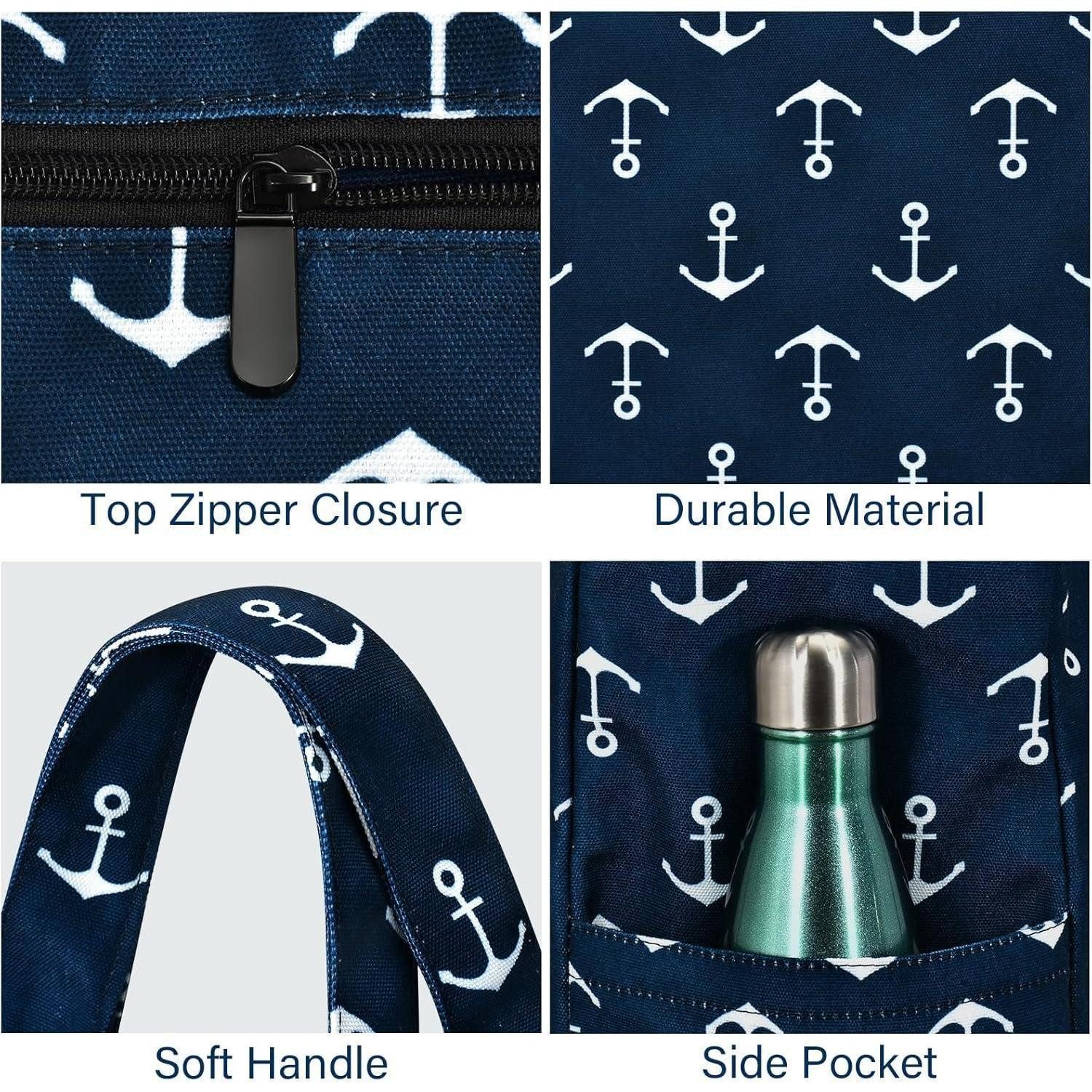 LuxusKollektion XL-Strandtasche Strandtasche XXL Damen Wasserdicht Reißverschluss Faltbar Anker