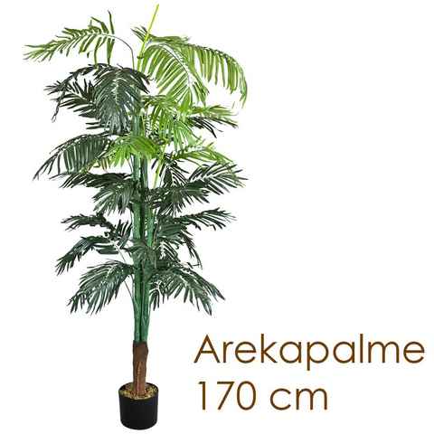Kunstpalme Palmenbaum Palme Arekapalme Kunstpflanze Künstliche Pflanze 170cm, Decovego, Höhe 170 cm