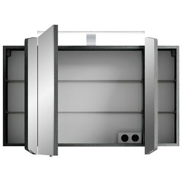 Lomadox Spiegelschrank CERVIA-66 Badezimmer 100cm graphit Struktur, LED-Beleuchtung, : 100/67/17 cm