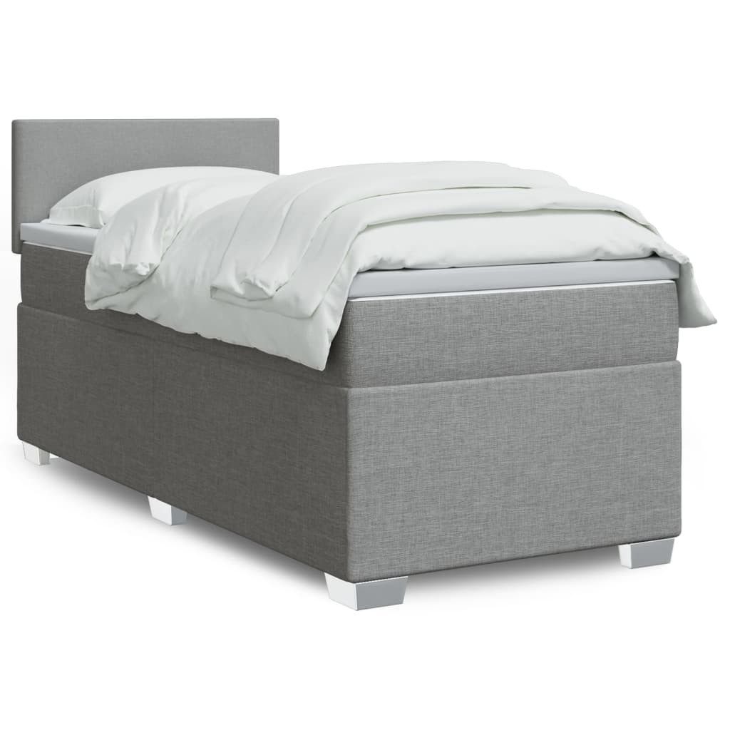 vidaXL Boxspringbett, Boxspringbett mit Matratze Hellgrau 90x190 cm Stoff günstig online kaufen