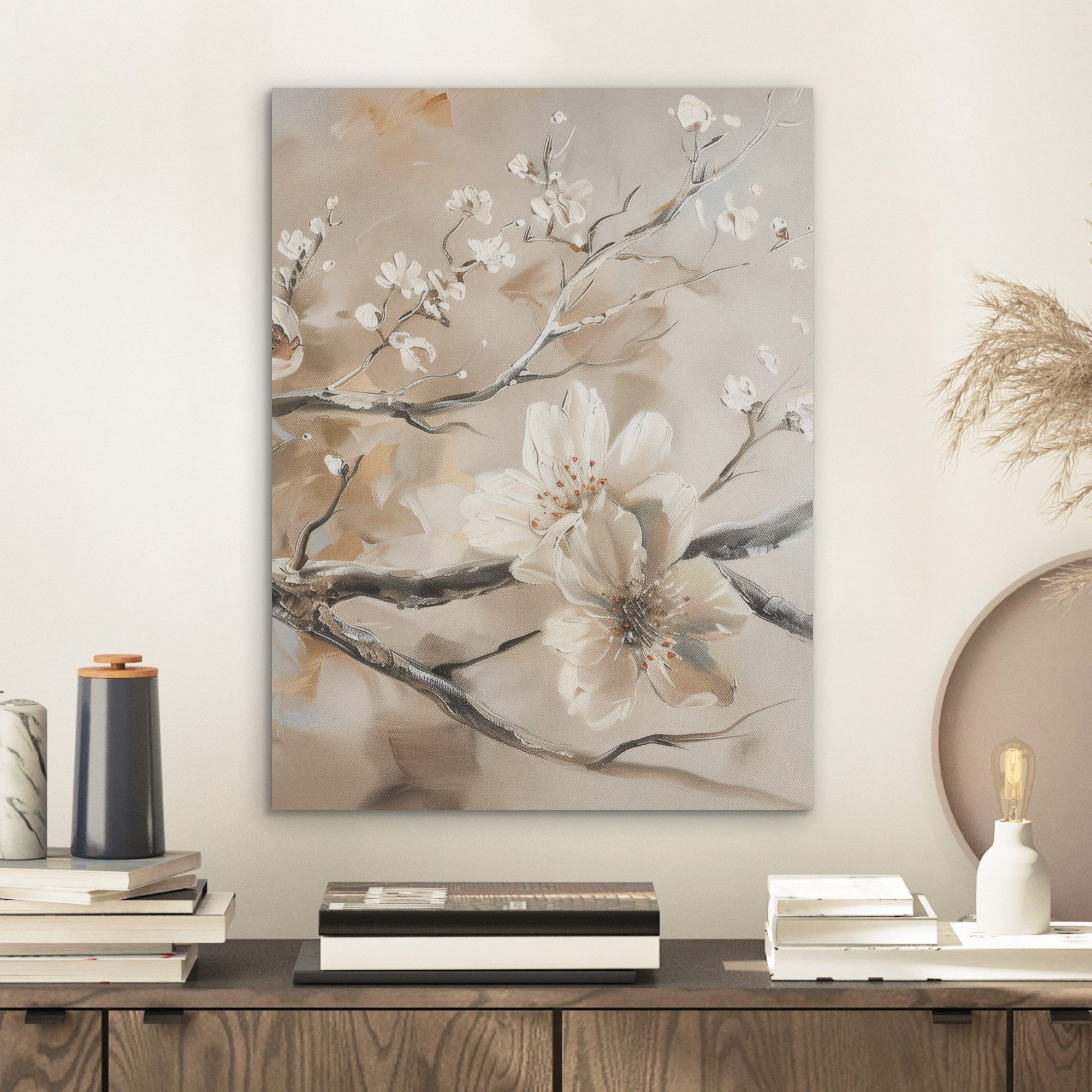 MuchoWow Gemälde Blumen - Natur - Weiß - Blüte - Abstrakt, Fotodruck (1 St) günstig online kaufen