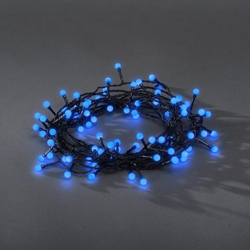 KONSTSMIDE LED-Lichterkette Weihnachtsdeko aussen, 80-flammig, LED Globelichterkette, runde Dioden, 80 blaue Dioden