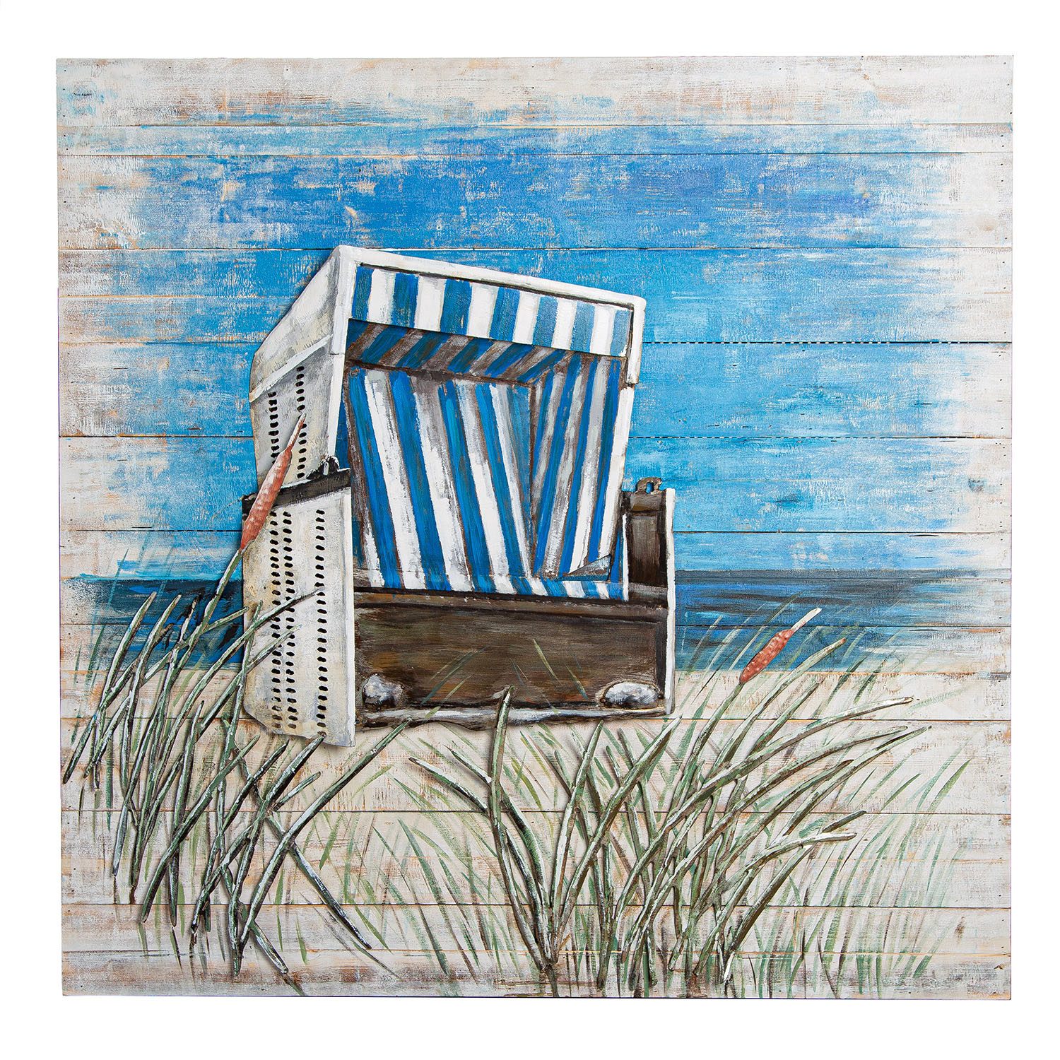 GILDE Leinwandbild Bild quadratisch Strandkorb, Strandbilder (1 St)